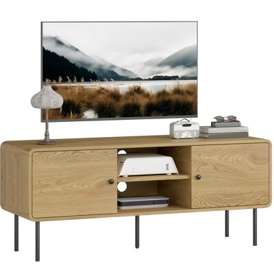 OEM Meuble Tv 55 Pouces 2 Portes Acier 120x40x50 Cm Chêne - Publicité OEM Meuble Tv 55 Pouces 2 Portes Acier 120x40x50 Cm Chêne - Publicité