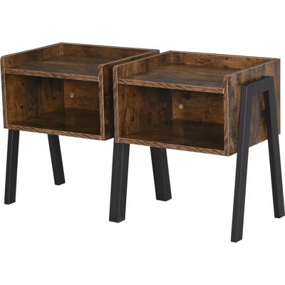 OEM Lot De 2 Tables Chevet Empilables Nuit En Bois Table Appoint Style Industriel 46 X 35 X 52 5 Cm Marron Rustique Et Noir - Publicité OEM Lot De 2 Tables Chevet Empilables Nuit En Bois Table Appoint Style Industriel 46 X 35 X 52 5 Cm Marron Rustique Et Noir - Publicité