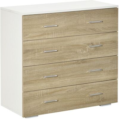 OEM Commode À 4 Tiroirs, Buffet Moderne Pour Chambre, Entrée, Salon, 76 X 35 X 72 Cm, Chêne Et Blanc - Publicité OEM Commode À 4 Tiroirs, Buffet Moderne Pour Chambre, Entrée, Salon, 76 X 35 X 72 Cm, Chêne Et Blanc - Publicité