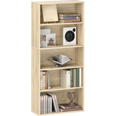 OEM Bibliothèque Étagère De Rangement 5 Niveaux Étagères Réglables Pour Salon Chambre Bureau 60 X 24 X 133.5 Cm Naturel - Publicité OEM Bibliothèque Étagère De Rangement 5 Niveaux Étagères Réglables Pour Salon Chambre Bureau 60 X 24 X 133.5 Cm Naturel - Publicité