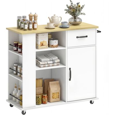ARRIGONI Desserte De Cuisine Avec Tiroir Placard Et Etagere Reglable Blanc - Publicité ARRIGONI Desserte De Cuisine Avec Tiroir Placard Et Etagere Reglable Blanc - Publicité