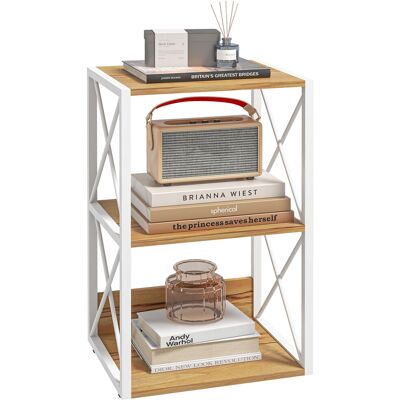 ARRIGONI Étagère Bibliothèque Style Industriel Contemporain 3 Niveaux 40l X 35l X 72h Cm Métal Blanc Panneaux Particules Coloris Hêtre - Publicité ARRIGONI Étagère Bibliothèque Style Industriel Contemporain 3 Niveaux 40l X 35l X 72h Cm Métal Blanc Panneaux Particules Coloris Hêtre - Publicité
