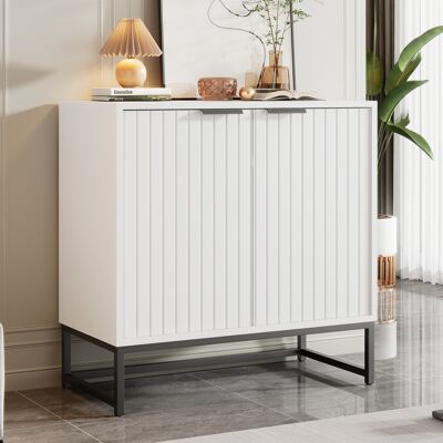 ACKERMAN Buffet/commode Moderne À 2 Portes Thermoformées, Meuble De Rangement Autoportant Avec Poignées En Métal Et Pieds En Structure, Idéal Pour Le Salon, L'Entrée Et La Salle À Manger - Dimensions : L 80/p - Publicité ACKERMAN Buffet/commode Moderne À 2 Portes Thermoformées, Meuble De Rangement Autoportant Avec Poignées En Métal Et Pieds En Structure, Idéal Pour Le Salon, L'Entrée Et La Salle À Manger - Dimensions : L 80/p - Publicité