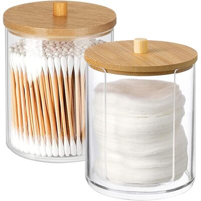 GRASSLIN Lot De 2 Supports Coton-tiges, Boîte Rangement Ps, Couvercle Bois Caoutchouc, Salon Salle De Bain - Publicité GRASSLIN Lot De 2 Supports Coton-tiges, Boîte Rangement Ps, Couvercle Bois Caoutchouc, Salon Salle De Bain - Publicité