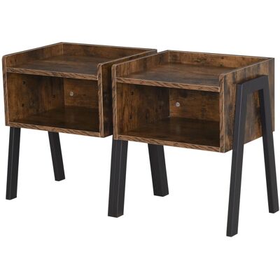 OEM Homcom Lot De 2 Tables De Chevet Empilables Tables De Nuit En Bois Table D'Appoint Style Industriel 46 X 35 X 52,5 Cm Marron Rustique Et Noir - Publicité OEM Homcom Lot De 2 Tables De Chevet Empilables Tables De Nuit En Bois Table D'Appoint Style Industriel 46 X 35 X 52,5 Cm Marron Rustique Et Noir - Publicité