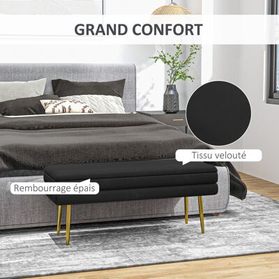 OEM Banc Banquette Coffre 2-en-1 Velours Acier 100x37,5x42 Cm Noir Doré - Publicité OEM Banc Banquette Coffre 2-en-1 Velours Acier 100x37,5x42 Cm Noir Doré - Publicité