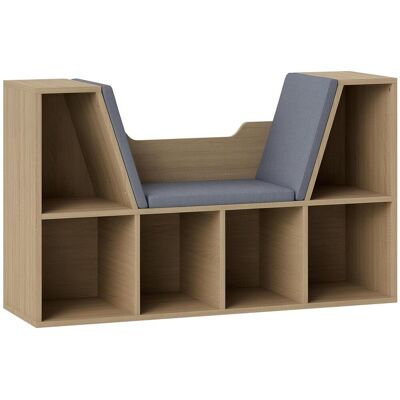 OEM Bibliothèque Banc 2 En 1 Design Contemporain 6 Casiers 3 Coussins Fournis 102l X 30l X 61h Cm Chêne Gris - Publicité OEM Bibliothèque Banc 2 En 1 Design Contemporain 6 Casiers 3 Coussins Fournis 102l X 30l X 61h Cm Chêne Gris - Publicité