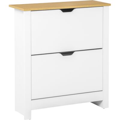 OEM Meuble À Chaussures 12 Paires, Armoire À Chaussures Étroite Avec 2 Tiroirs Rabattables Et Étagères Réglables, Style Moderne, Pour Couloir, Entrée, 72 X 26 X 80 Cm, Blanc Et Chêne - Publicité OEM Meuble À Chaussures 12 Paires, Armoire À Chaussures Étroite Avec 2 Tiroirs Rabattables Et Étagères Réglables, Style Moderne, Pour Couloir, Entrée, 72 X 26 X 80 Cm, Blanc Et Chêne - Publicité