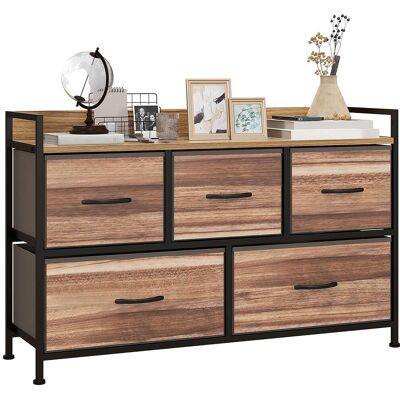 OEM Commode Meuble De Rangement 5 Tiroirs En Tissu 98 X 29 X 63 Cm Structure En Acier Noir Avec Fonction De Rangement Et D'Affichage Idéal Pour Salon, Chambre À Coucher Ou Bureau - Publicité OEM Commode Meuble De Rangement 5 Tiroirs En Tissu 98 X 29 X 63 Cm Structure En Acier Noir Avec Fonction De Rangement Et D'Affichage Idéal Pour Salon, Chambre À Coucher Ou Bureau - Publicité
