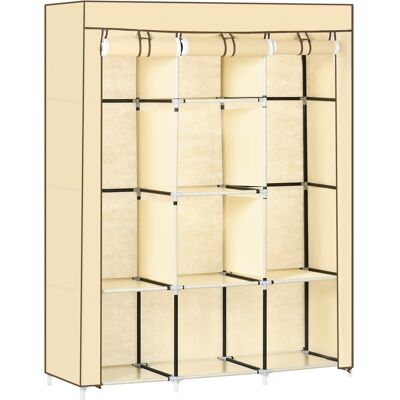 ARRIGONI Armoire De Rangement En Tissu Avec 8 Etageres Et 2 Barres De Penderie Beige - Publicité ARRIGONI Armoire De Rangement En Tissu Avec 8 Etageres Et 2 Barres De Penderie Beige - Publicité