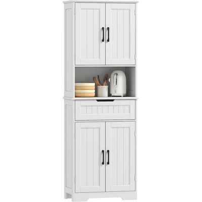 OEM Buffet Cuisine Armoire 4 Portes Tiroir Compartiment Ouvert Étagères Réglables 60x30x172 Cm Blanc - Publicité OEM Buffet Cuisine Armoire 4 Portes Tiroir Compartiment Ouvert Étagères Réglables 60x30x172 Cm Blanc - Publicité