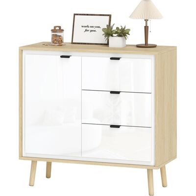 OEM Buffet Salon Meuble De Rangement Armoire De Cuisine Placard À 2 Portes 3 Tiroirs Et Étagère Réglable, 80x35x77cm, Blanc - Publicité OEM Buffet Salon Meuble De Rangement Armoire De Cuisine Placard À 2 Portes 3 Tiroirs Et Étagère Réglable, 80x35x77cm, Blanc - Publicité