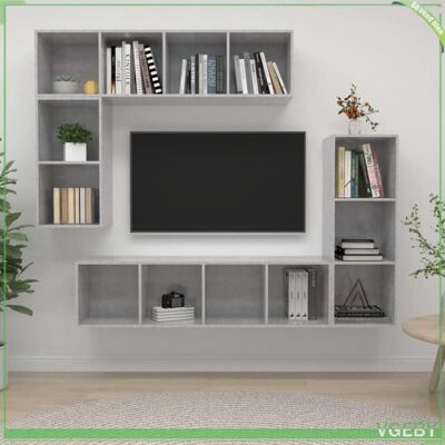 OEM Ensemble De Meubles Tv 4 Pcs - 3079821 - Gris Béton - Bois D'Ingénierie - Fixé Au Mur - Publicité OEM Ensemble De Meubles Tv 4 Pcs - 3079821 - Gris Béton - Bois D'Ingénierie - Fixé Au Mur - Publicité