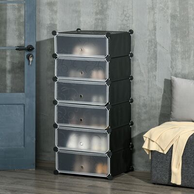 OEM Homcom Meuble De Rangement À Chaussures Modulable - 6 Cubes Rectangulaires Empilables, Noir - Publicité OEM Homcom Meuble De Rangement À Chaussures Modulable - 6 Cubes Rectangulaires Empilables, Noir - Publicité