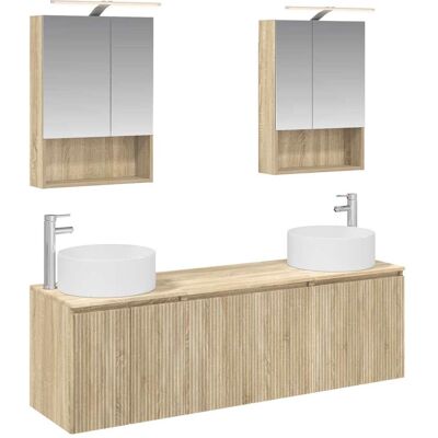 Ensemble D'Armoire De Salle De Bain 5 Pcs Chêne Sonoma Vidaxl - Publicité Ensemble D'Armoire De Salle De Bain 5 Pcs Chêne Sonoma Vidaxl - Publicité