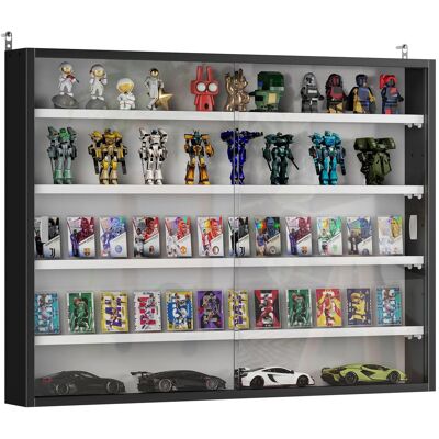 OEM Vitrine Murale Pour Objets De Collection 4 Étagère Réglables En Hauteur Et 2 Portes Coulissantes 80 X 9,5 X 60 Cm Noir - Publicité OEM Vitrine Murale Pour Objets De Collection 4 Étagère Réglables En Hauteur Et 2 Portes Coulissantes 80 X 9,5 X 60 Cm Noir - Publicité