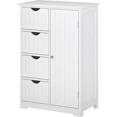 ARRIGONI Meuble De Salle De Bain Avec 4 Tiroirs Et Armoire Reglable Blanc - Publicité ARRIGONI Meuble De Salle De Bain Avec 4 Tiroirs Et Armoire Reglable Blanc - Publicité