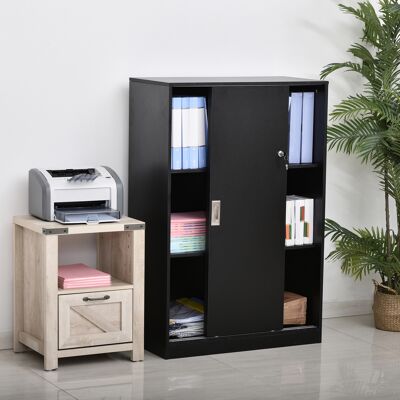 SANMINE HABITAT Homcom Armoire De Bureau 2 Portes Coulissantes Verrouillables Dim. 80l X 40l X 120h Cm 2 Étagères Panneaux Particules Noir - Publicité SANMINE HABITAT Homcom Armoire De Bureau 2 Portes Coulissantes Verrouillables Dim. 80l X 40l X 120h Cm 2 Étagères Panneaux Particules Noir - Publicité