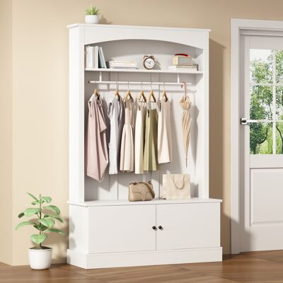 ACKERMAN Meuble D'Entrée Blanc, Porte-manteau Avec Banc À Chaussures, Rangement Pour Chaussures Dans Une Armoire, Autoportant, Gain De Place, Entrée, Couloir, Étagères Réglables - Publicité ACKERMAN Meuble D'Entrée Blanc, Porte-manteau Avec Banc À Chaussures, Rangement Pour Chaussures Dans Une Armoire, Autoportant, Gain De Place, Entrée, Couloir, Étagères Réglables - Publicité