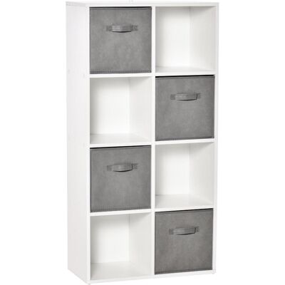 OEM Bibliothèque Modulaire Homcom À 8 Cubes, Avec 4 Tiroirs Amovibles En Tissu Non Tissé, Idéale Pour Le Bureau, La Chambre Ou Tout Autre Espace De Travail. Dimensions : 61,5 X 30 X 121,6 Cm. Coloris : Bl - Publicité OEM Bibliothèque Modulaire Homcom À 8 Cubes, Avec 4 Tiroirs Amovibles En Tissu Non Tissé, Idéale Pour Le Bureau, La Chambre Ou Tout Autre Espace De Travail. Dimensions : 61,5 X 30 X 121,6 Cm. Coloris : Bl - Publicité