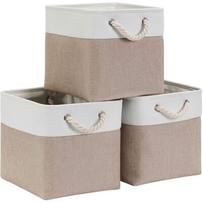 OEM Cube De Rangement Tissu 28x28x28cm - Panier Cube Blanc Kaki Clair (lot De 3) - Publicité OEM Cube De Rangement Tissu 28x28x28cm - Panier Cube Blanc Kaki Clair (lot De 3) - Publicité