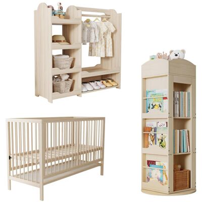 OEM Mobilier Enfant Multifonctionnel : Lit Bébé En Bois, Armoire Et Bibliothèque Pivotante. Ensemble De Meubles Pour Chambre D'Enfant, Combinaison De Meubles Multifonctionnelle, Coloris Naturels. Publicité OEM Mobilier Enfant Multifonctionnel : Lit Bébé En Bois, Armoire Et Bibliothèque Pivotante. Ensemble De Meubles Pour Chambre D'Enfant, Combinaison De Meubles Multifonctionnelle, Coloris Naturels. Publicité