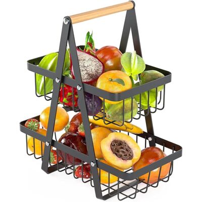 OEM 1 Corbeille À Fruits, 2 Étages, Métal Noir, Design Amovible, Panier Maille, Rangement Cuisine Maison - Publicité OEM 1 Corbeille À Fruits, 2 Étages, Métal Noir, Design Amovible, Panier Maille, Rangement Cuisine Maison - Publicité