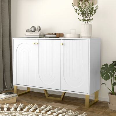 OEM Buffet Salon Meuble De Rangement Avec Placard Portes Et Étagère Réglable Design Moderne Pour Salon Salle À Manger 106,5x35x77,5cm Blanc - Publicité OEM Buffet Salon Meuble De Rangement Avec Placard Portes Et Étagère Réglable Design Moderne Pour Salon Salle À Manger 106,5x35x77,5cm Blanc - Publicité