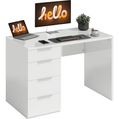 Generic Bureau D'Ordinateur À Haute Brillance Avec 4 Tiroirs, 110 X 60 Cm, Bureau Avec Rangement, Style Moderne, Blanc - Publicité Generic Bureau D'Ordinateur À Haute Brillance Avec 4 Tiroirs, 110 X 60 Cm, Bureau Avec Rangement, Style Moderne, Blanc - Publicité