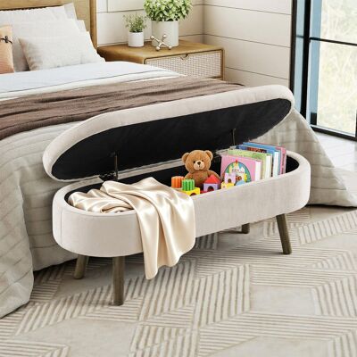 KELLANY Banc De Rangement Multifonctionnel, Revêtement En Chenille Douce, Pieds En Bois, Structure En Bois Massif, Capacité De Rangement 20 L, 110 X 40 X 42 Cm, Idéal Pour La Chambre, Le Salon, Comme Banc À C - Publicité KELLANY Banc De Rangement Multifonctionnel, Revêtement En Chenille Douce, Pieds En Bois, Structure En Bois Massif, Capacité De Rangement 20 L, 110 X 40 X 42 Cm, Idéal Pour La Chambre, Le Salon, Comme Banc À C - Publicité