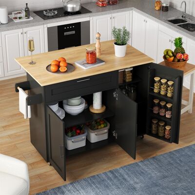 ACKERMAN Table De Cuisine Mobile 132,5x44(70)x90cm Plan Pliable Chêne, Avec Étagère Épices/porte-serviettes, 5 Roulettes, Idéal Cuisine/salon/maison - Publicité ACKERMAN Table De Cuisine Mobile 132,5x44(70)x90cm Plan Pliable Chêne, Avec Étagère Épices/porte-serviettes, 5 Roulettes, Idéal Cuisine/salon/maison - Publicité