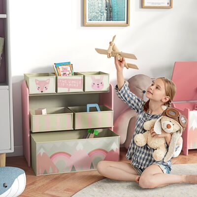 SANMINE HABITAT Meuble De Rangement Enfant Avec 6 Boîtes Amovibles En Tissu Non Tissé Organisateur De Jouets. Étagère 63l X 30l X 66h Cm - Publicité SANMINE HABITAT Meuble De Rangement Enfant Avec 6 Boîtes Amovibles En Tissu Non Tissé Organisateur De Jouets. Étagère 63l X 30l X 66h Cm - Publicité