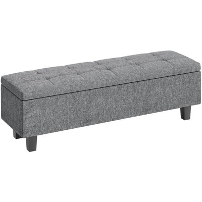 ACKERMAN Banquette Avec Rangement, Banquette Rembourrée Aspect Lin, Pieds En Bois, Banquette De Lit Moderne Pour Entrée, Chambre Et Salon, 138 X 40 X 45 Cm, Gris Foncé - Publicité ACKERMAN Banquette Avec Rangement, Banquette Rembourrée Aspect Lin, Pieds En Bois, Banquette De Lit Moderne Pour Entrée, Chambre Et Salon, 138 X 40 X 45 Cm, Gris Foncé - Publicité