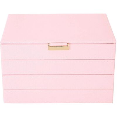 LAVVE Boîte De Rangement Pour Boucles D'Oreilles À 4 Compartiments En Cuir Pu, Étui À Bijoux Détachable Rose - Publicité LAVVE Boîte De Rangement Pour Boucles D'Oreilles À 4 Compartiments En Cuir Pu, Étui À Bijoux Détachable Rose - Publicité