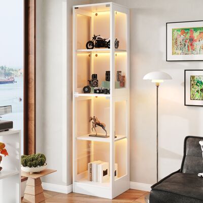 ACKERMAN Vitrine Led À Porte Unique 40 X 35 X 170 Cm, Vitrine De Collection En Verre Trempé, Éclairage Led Contrôlé Par Application, Quatre Niveaux De Rangement, Porte Push-to-open, Blanc Minimaliste - Publicité ACKERMAN Vitrine Led À Porte Unique 40 X 35 X 170 Cm, Vitrine De Collection En Verre Trempé, Éclairage Led Contrôlé Par Application, Quatre Niveaux De Rangement, Porte Push-to-open, Blanc Minimaliste - Publicité