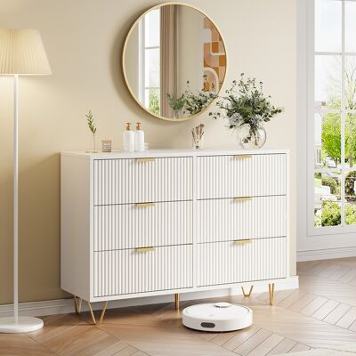 COMANLAI Commode Avec 6 Tiroirs En Mdf, Moderne Meuble De Rangement Multifonction Pour Chambre, Salon Ou Couloir, Design Élégant Et Compact - Publicité COMANLAI Commode Avec 6 Tiroirs En Mdf, Moderne Meuble De Rangement Multifonction Pour Chambre, Salon Ou Couloir, Design Élégant Et Compact - Publicité
