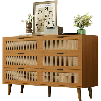 MIDUODUO Commode 6 Tiroirs En Bois Poignées Métalliques Grand Rangement Pour Chambre Salon Bureau Dimensions W120/h76.5/d40 Cm-chi. Publicité MIDUODUO Commode 6 Tiroirs En Bois Poignées Métalliques Grand Rangement Pour Chambre Salon Bureau Dimensions W120/h76.5/d40 Cm-chi. Publicité