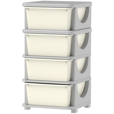 OEM Boîtes De Rangement Pour Enfants, 4 Grands Tiroirs, Bords Arrondis, Plastique, 37 X 37 X 76 Cm, Blanc Crème - Publicité OEM Boîtes De Rangement Pour Enfants, 4 Grands Tiroirs, Bords Arrondis, Plastique, 37 X 37 X 76 Cm, Blanc Crème - Publicité