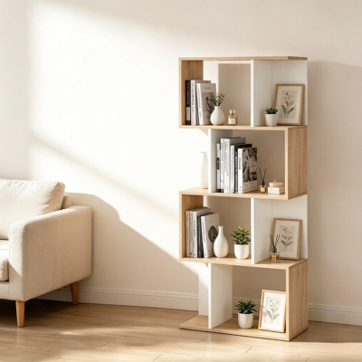ARRIGONI Bibliothèque À 4 Niveaux, Meuble De Rangement En Forme De S Avec Étagères, Étagère De Rangement Pour Salon, Chambre Bureau, 60 X 24 X 148 Cm, Bois Naturel Et Blanc - Publicité ARRIGONI Bibliothèque À 4 Niveaux, Meuble De Rangement En Forme De S Avec Étagères, Étagère De Rangement Pour Salon, Chambre Bureau, 60 X 24 X 148 Cm, Bois Naturel Et Blanc - Publicité