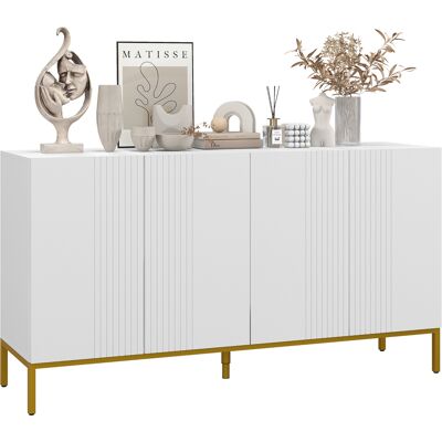 ARRIGONI Buffet Design Contemporain Graphique 2 Placards Porte Étagères Réglables En Bois Blanc Métal Doré - Publicité ARRIGONI Buffet Design Contemporain Graphique 2 Placards Porte Étagères Réglables En Bois Blanc Métal Doré - Publicité