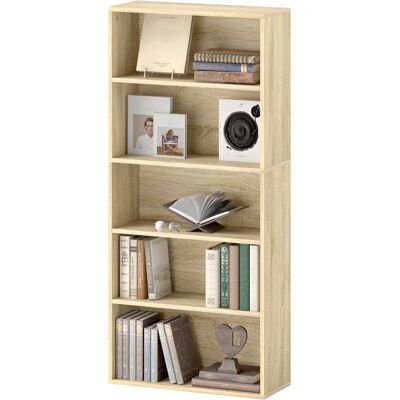 OEM Bibliothèque Étagère De Rangement 5 Niveaux Avec Étagères Réglables Pour Salon, Chambre, Bureau, 60x24x133,5cm, Naturel - Publicité OEM Bibliothèque Étagère De Rangement 5 Niveaux Avec Étagères Réglables Pour Salon, Chambre, Bureau, 60x24x133,5cm, Naturel - Publicité