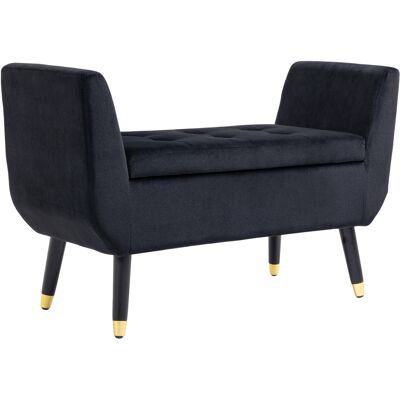 DEVOKO Banc De Luxe Rembourré Avec Rangement Et Accoudoirs, Polyester Velours, Noir, 107 X 42 X 65cm Pour Le Salon Et Le Couloir - Publicité DEVOKO Banc De Luxe Rembourré Avec Rangement Et Accoudoirs, Polyester Velours, Noir, 107 X 42 X 65cm Pour Le Salon Et Le Couloir - Publicité