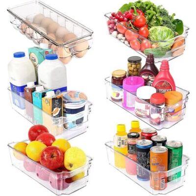 OEM Ensemble De 6 Bacs De Rangement , Boîte De Rangement Pour Le Réfrigérateur, La Cuisine, Le Garde-manger, Les Armoires Et Les Comptoirs (transparents) - Publicité OEM Ensemble De 6 Bacs De Rangement , Boîte De Rangement Pour Le Réfrigérateur, La Cuisine, Le Garde-manger, Les Armoires Et Les Comptoirs (transparents) - Publicité
