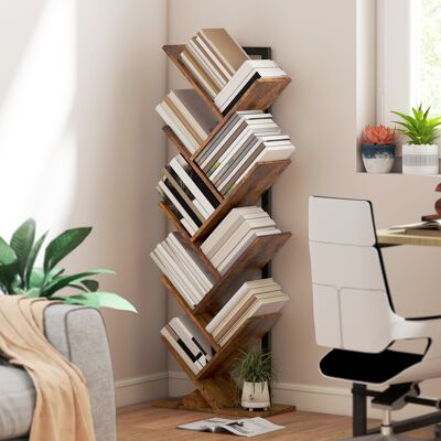 OEM Homcom Bibliothèque Arbre À 9 Niveaux Style Industriel - Cadre En Acier, 50x24x136cm, Brun Rustique - Publicité OEM Homcom Bibliothèque Arbre À 9 Niveaux Style Industriel - Cadre En Acier, 50x24x136cm, Brun Rustique - Publicité
