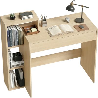 Generic Bureau Pc Moderne Avec 3 Étagères Ouvertes Et Un Tiroir, En Bois, Couleur Bois, 100 X 40 X 90 Cm - Publicité Generic Bureau Pc Moderne Avec 3 Étagères Ouvertes Et Un Tiroir, En Bois, Couleur Bois, 100 X 40 X 90 Cm - Publicité
