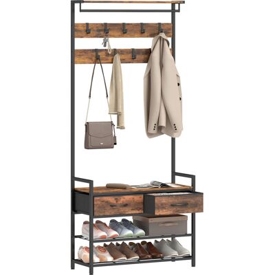 OEM Porte-manteau Avec Crochets, Banc À Chaussures, Meuble De Rangement D'Entrée De Style Industriel, Structure En Acier, Marron Rustique - Publicité OEM Porte-manteau Avec Crochets, Banc À Chaussures, Meuble De Rangement D'Entrée De Style Industriel, Structure En Acier, Marron Rustique - Publicité