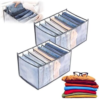 BARBAYDOS Lot De 2 Boîte De Rangement Pour Jeans,boîte De Séparation En Maille De Tiroir À Vêtements,compartiments Pour Jeans Avec 7 Grilles - Publicité BARBAYDOS Lot De 2 Boîte De Rangement Pour Jeans,boîte De Séparation En Maille De Tiroir À Vêtements,compartiments Pour Jeans Avec 7 Grilles - Publicité