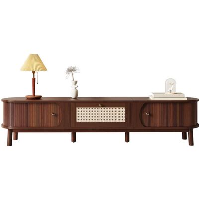 OEM Meuble Tv – Un Meuble Tv Avec Portes En Bois Naturel Et Tiroirs En Rotin. Des Solutions De Rangement Naturelles Pour Une Ambiance Rustique. Publicité OEM Meuble Tv – Un Meuble Tv Avec Portes En Bois Naturel Et Tiroirs En Rotin. Des Solutions De Rangement Naturelles Pour Une Ambiance Rustique. Publicité