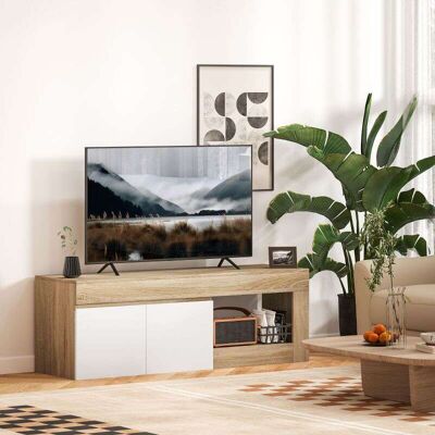 Generic Meuble Tv 2 Portes Pour Téléviseurs Jusqu'à 60 Pouces, Meuble Télé Avec Placard Et Étagère Ouverte, Effet Bois Naturel - Publicité Generic Meuble Tv 2 Portes Pour Téléviseurs Jusqu'à 60 Pouces, Meuble Télé Avec Placard Et Étagère Ouverte, Effet Bois Naturel - Publicité