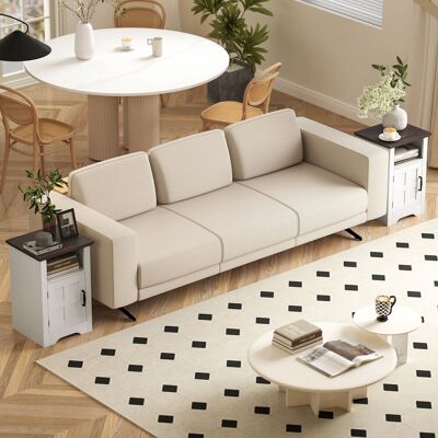 OEM Tables De Chevet Rustiques, Guéridons Avec Porte Et Étagère Style Grange, 40 X 35 X 60 Cm, Blanc Et Marron - Publicité OEM Tables De Chevet Rustiques, Guéridons Avec Porte Et Étagère Style Grange, 40 X 35 X 60 Cm, Blanc Et Marron - Publicité
